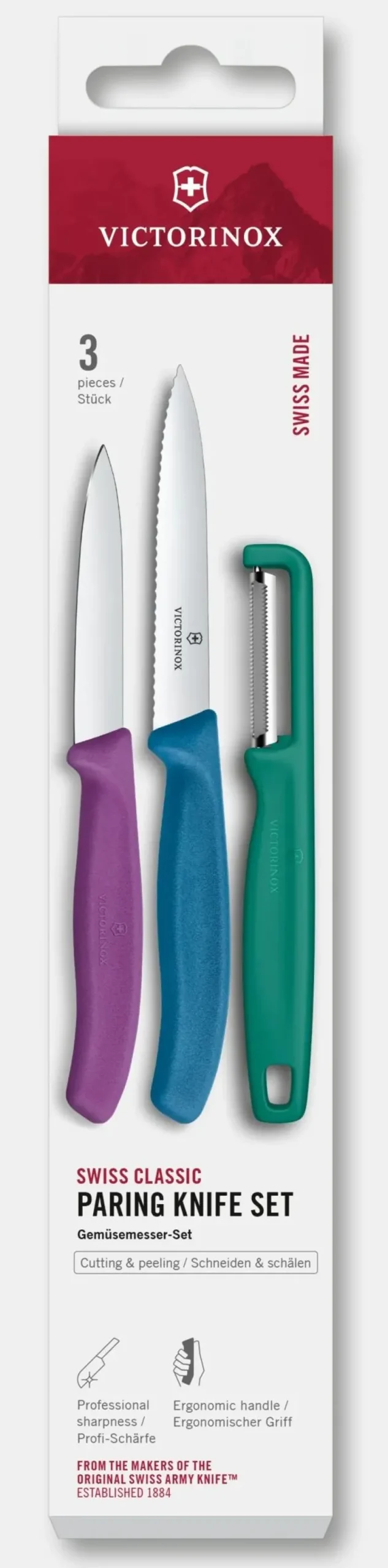 Swiss Classic Gemüsemesser-Set mit geradem Schäler, 3-teilig