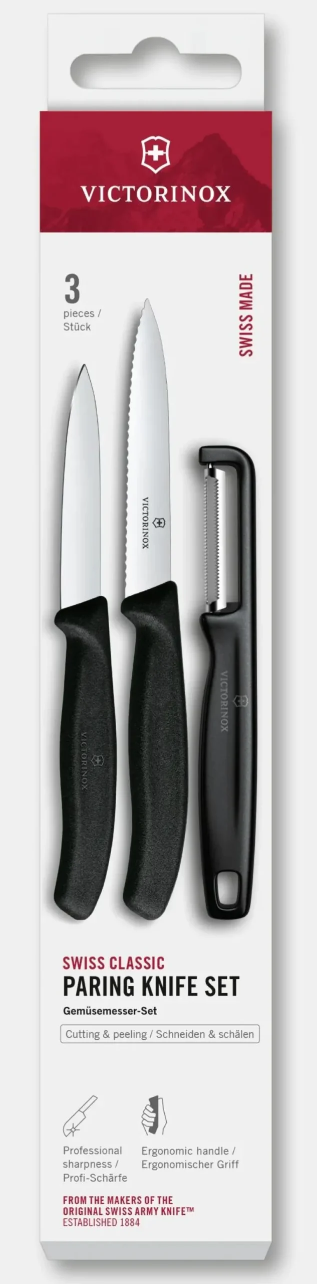 Swiss Classic Gemüsemesser-Set mit geradem Schäler, 3-teilig